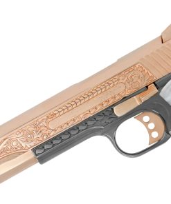 Alternative view of 1911 Colt Competition 45 ACP, Scroll Design, 18K Rose Gold Plated & Black Chrome - Gold Sight