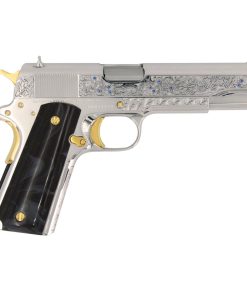 Alternative view of Colt 1911 Government, 38 Super, Vine & Berries Design, White Chrome Finish & 24K Gold Plated Accents