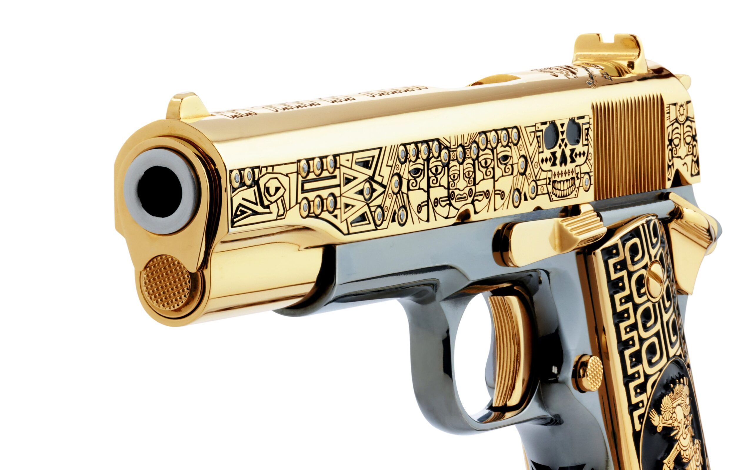 Colt 1911 Government, El Jefe De Jefes Diamond Edition, 38 Super, 9 + 1, 24K Gold & Black Chrome - Image 7