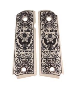 Alternative view of Ivory Polymer Celestial Vines Engraved Full Size 1911 Grips