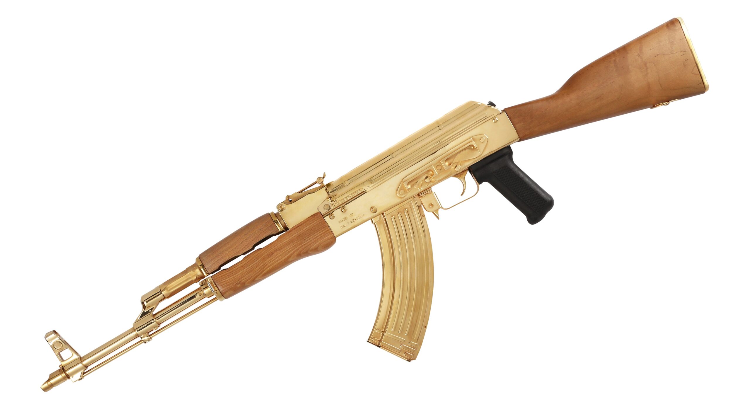 AK 47 Century Arms WASR-10 24K Gold Plated 7.62 X 39 16.25" Barrel 30-Rounds Wood Furniture - Image 2