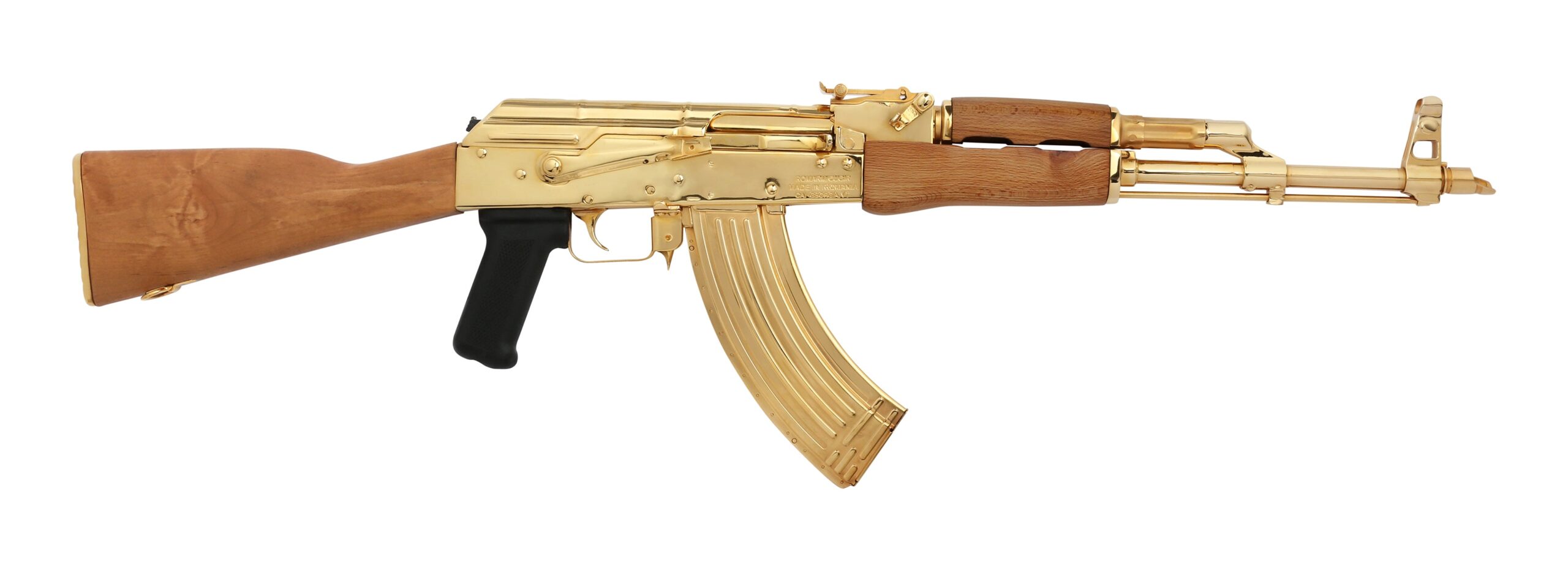 AK 47 Century Arms WASR-10 24K Gold Plated 7.62 X 39 16.25" Barrel 30-Rounds Wood Furniture - Image 3