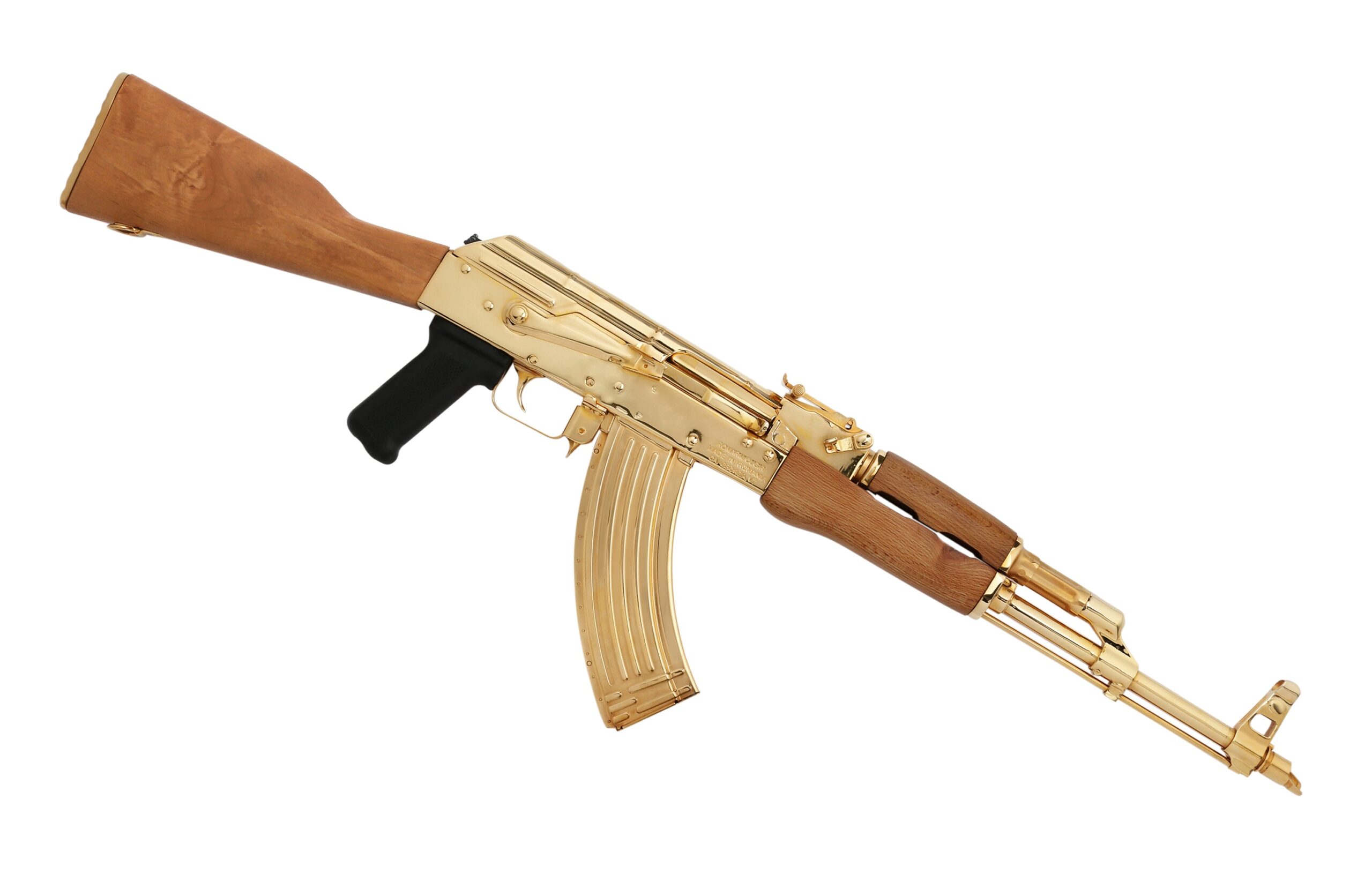 AK 47 Century Arms WASR-10 24K Gold Plated 7.62 X 39 16.25" Barrel 30-Rounds Wood Furniture - Image 4