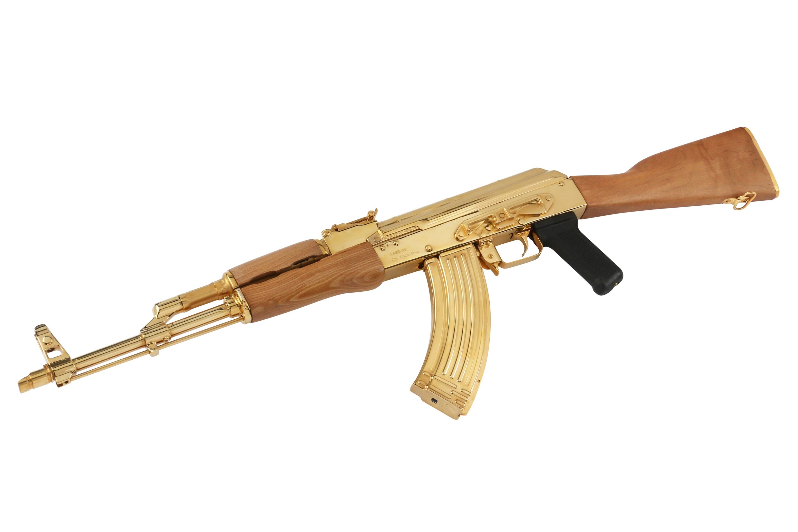 AK 47 Century Arms WASR-10 24K Gold Plated 7.62 X 39 16.25" Barrel 30-Rounds Wood Furniture - Image 5