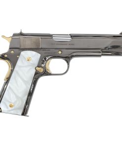 Alternative view of COLT 1911 Government, 45ACP, Mirror Finish Black Chrome with 24K Gold Plated Accents, White Pearlized-Polymer Grips