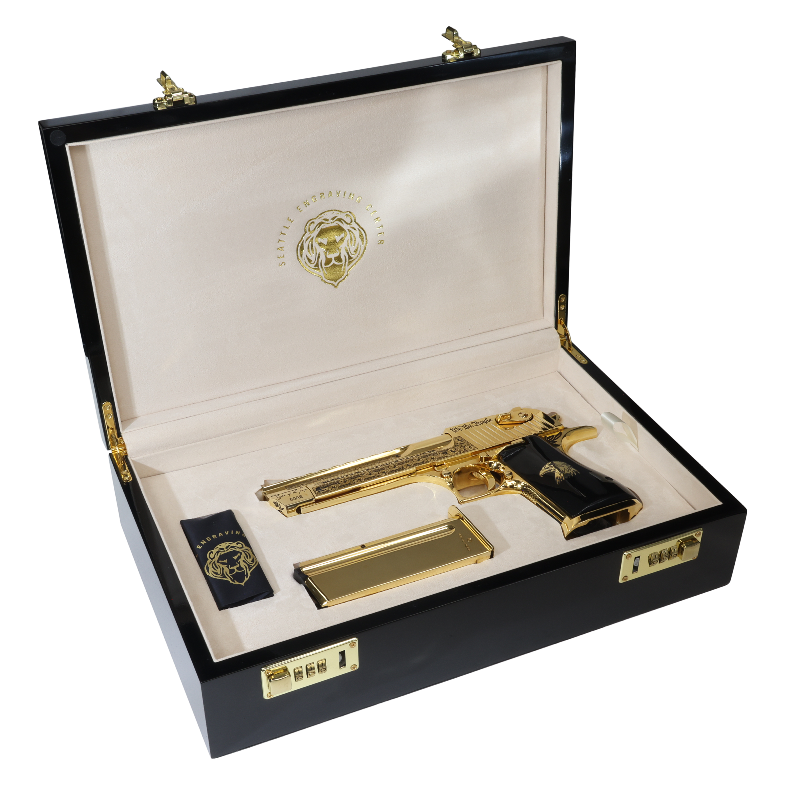 Magnum Research Desert Eagle Patriot 44 Rem Mag, 6", 24kt Gold Plated and Engraved - Image 6