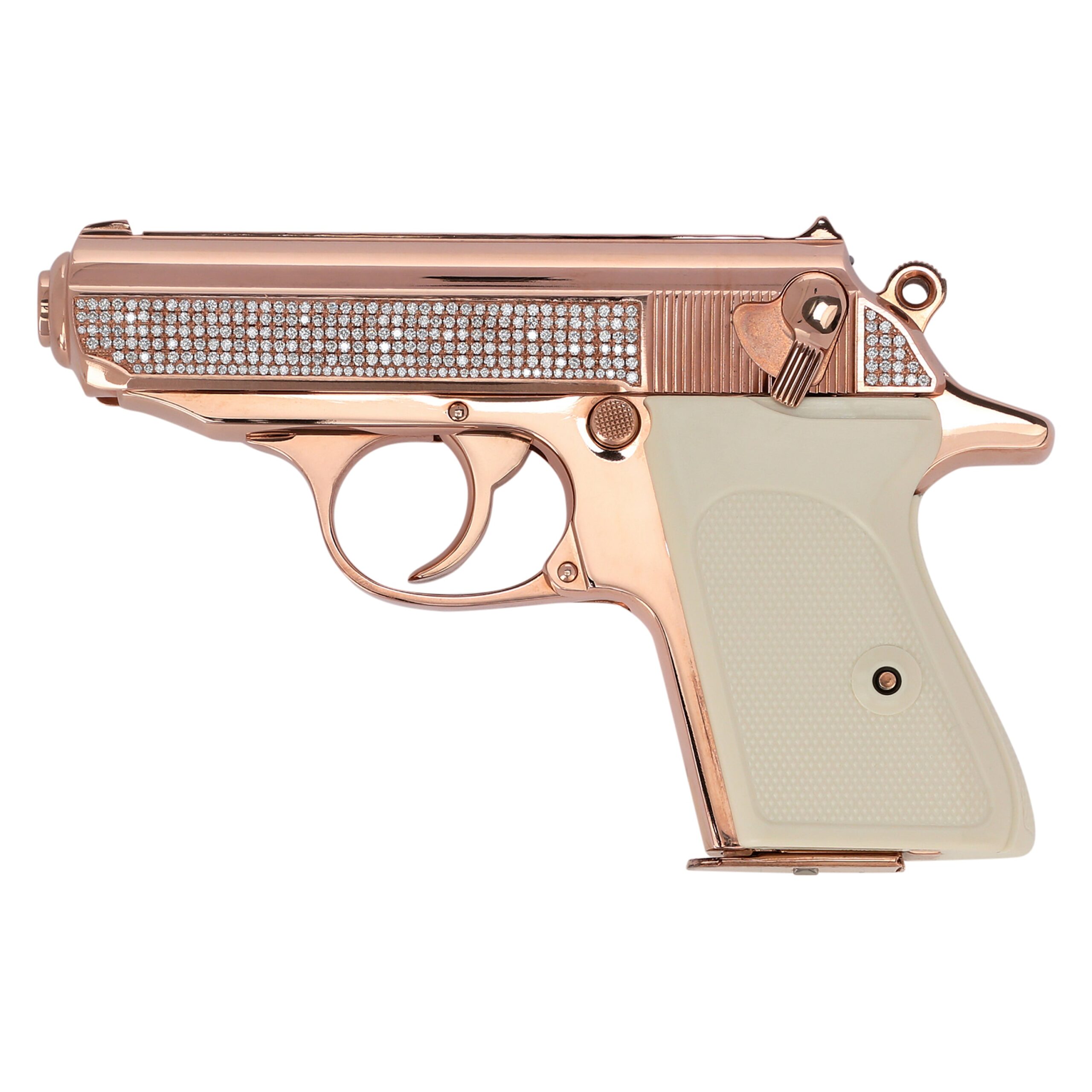 Walther PPK in 18K Rose Gold with 516 Hand-Set VS1 Diamonds
