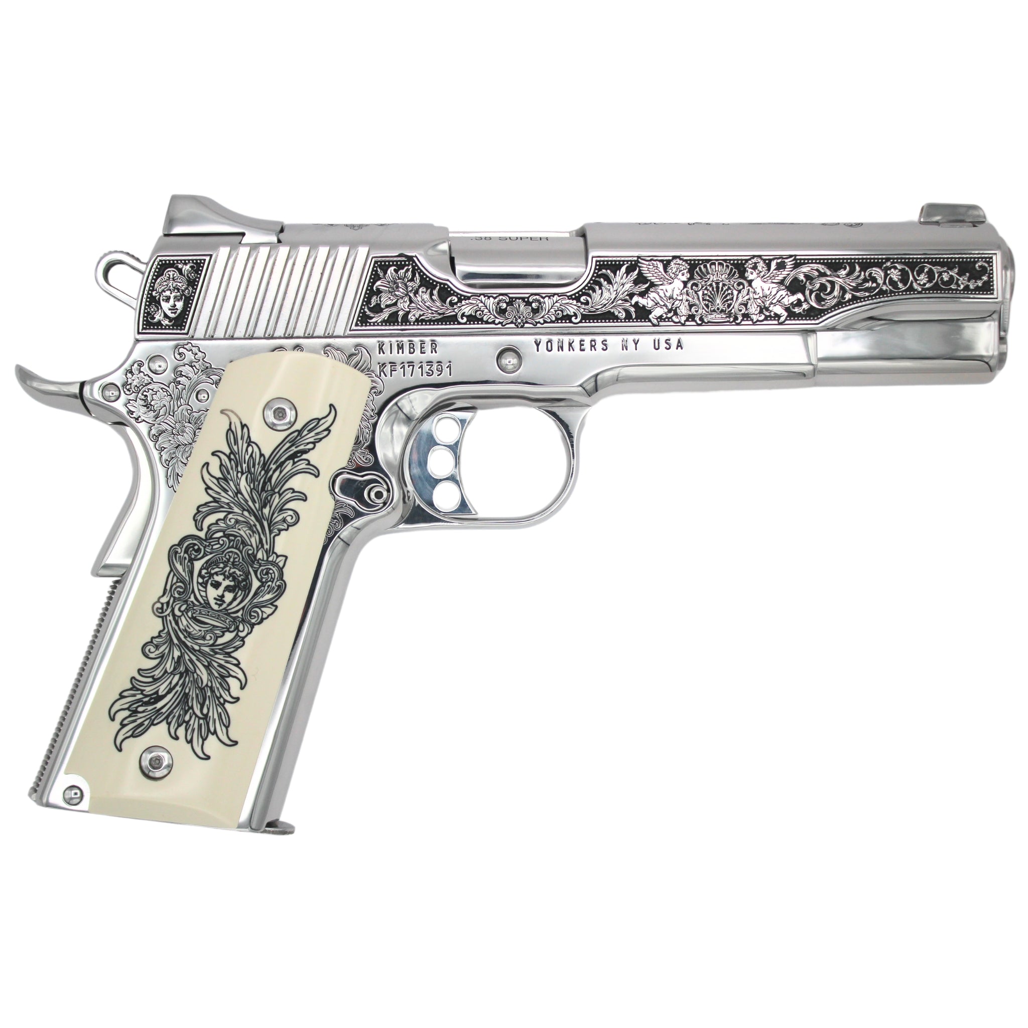 Kimber 1911 Stainless II, 38 Super, Gardens of Versailles, All High Polished Stainless Steel - Image 2