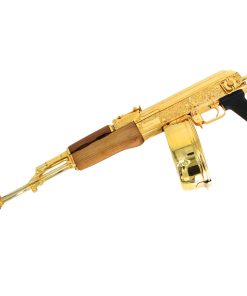 AK 47 Century Arms Underfolder, 7.62x39mm,Engraved, 24 karat Gold Plated, w 24k Gold Plated Drum Magazine