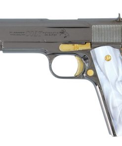 COLT 1911 Government, 38 Super, Mirror Finish Black Chrome Plated with 24K Gold Plated Accents