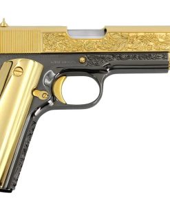 Alternative view of Colt 1911 Government, 45ACP, Italian Renaissance, 24K Gold Plated Slide & Accents with a Black Chrome Finish