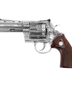 Colt Anaconda 4", .44 Magnum, Engraved High Polished Stainless Steel with Custom Glossy Wood Grips