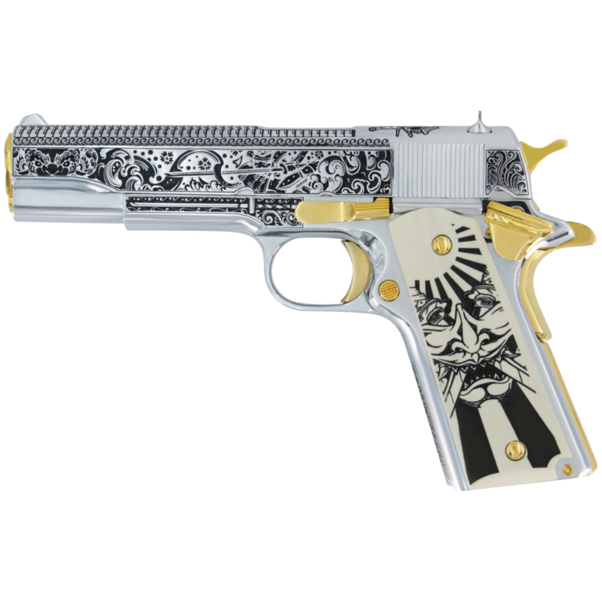 Colt Government 1911, 45 ACP, Bushido Blade, High Polish Stainless Steel And, 24K Gold Accents