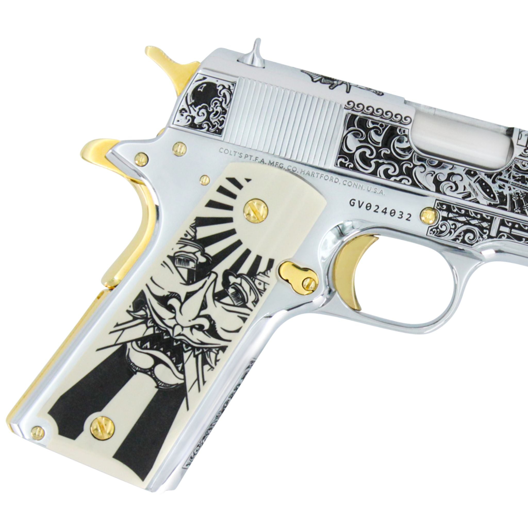 Colt Government 1911, 45 ACP, Bushido Blade, High Polish Stainless Steel And, 24K Gold Accents - Image 2