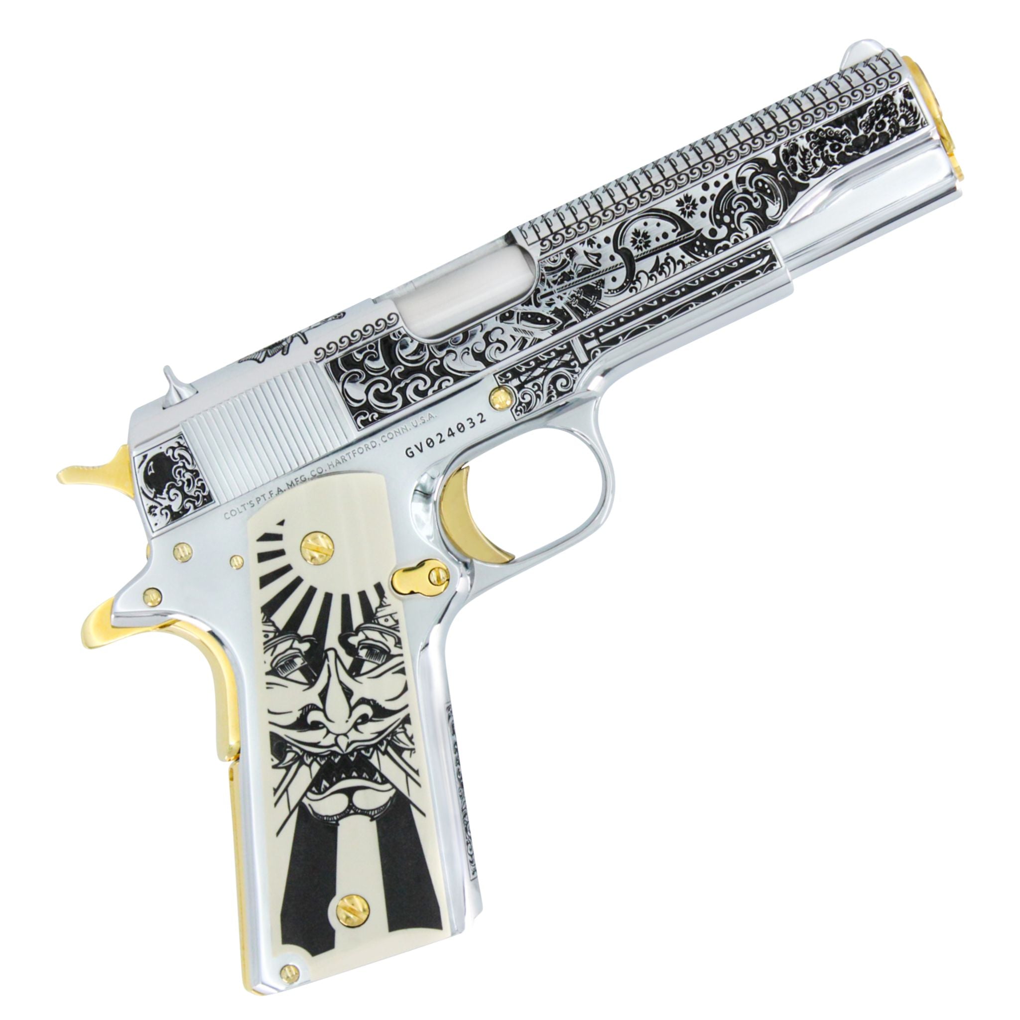 Colt Government 1911, 45 ACP, Bushido Blade, High Polish Stainless Steel And, 24K Gold Accents - Image 3