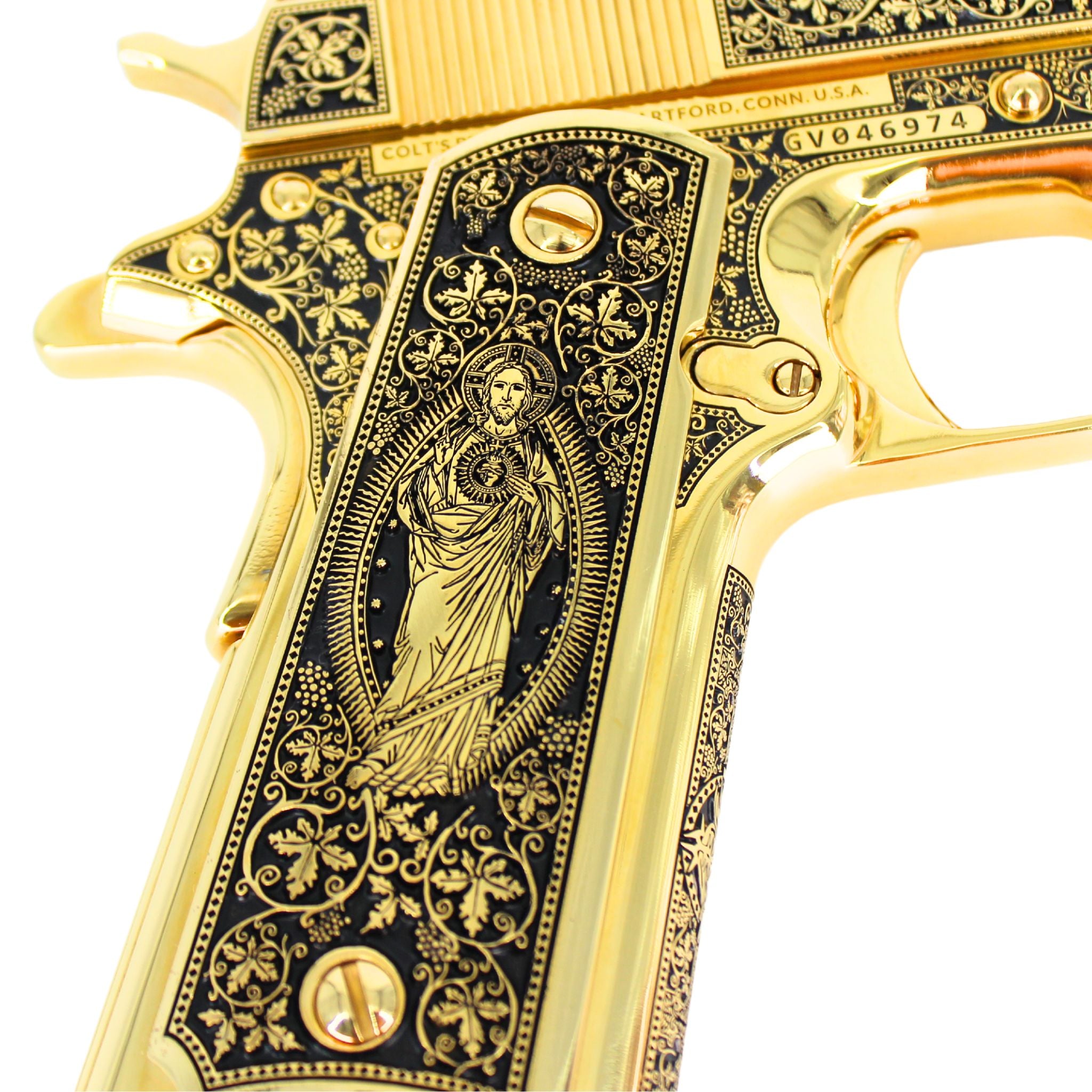 Colt 1911 Government, 45 ACP, 7 + 1, Cathedral, all 24K Gold - Image 3
