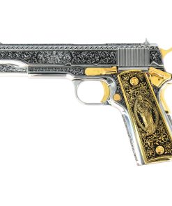1911 Colt Government, 45 ACP, Cathedral design , High Polished Stainless Steel and 24K Gold Plated