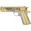 Colt 1911 Government, 45ACP, Celtic Honor, 24K Gold Plated Slide & Accents, Chrome Finish Frame
