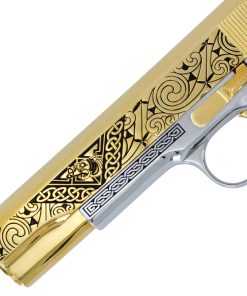 Alternative view of Colt 1911 Government, 45ACP, Celtic Honor, 24K Gold Plated Slide & Accents, Chrome Finish Frame