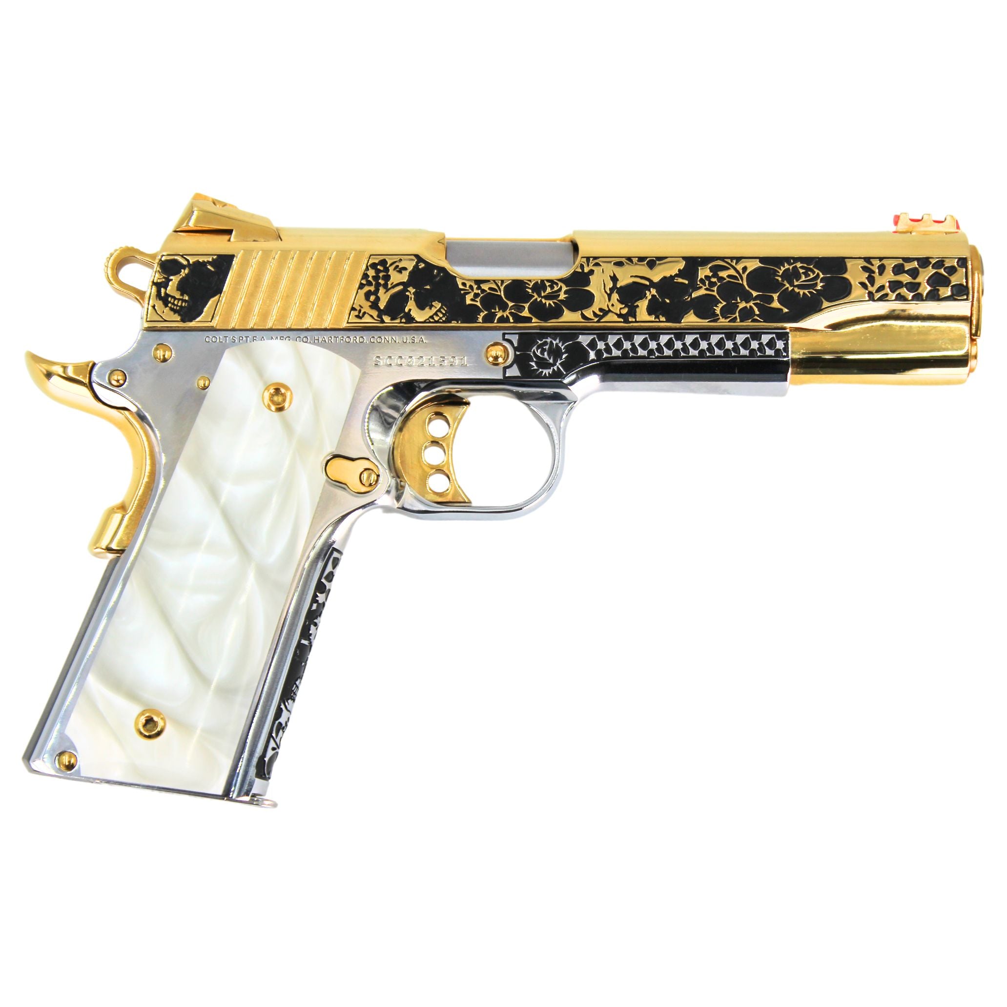 Colt 1911 Competition, 45ACP, Memento Vivere with 24K Gold Plated Slide and Accents - Image 2