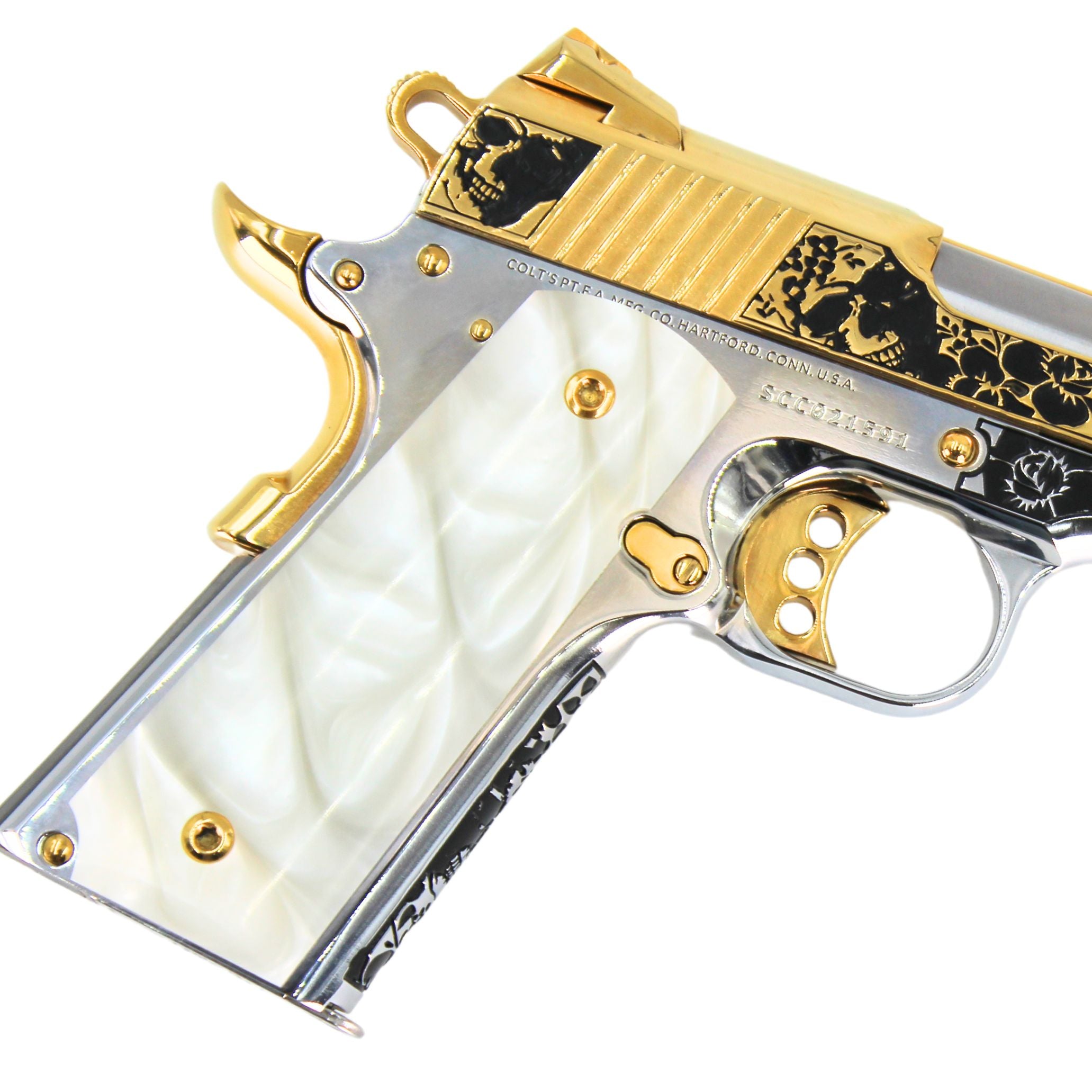 Colt 1911 Competition, 45ACP, Memento Vivere with 24K Gold Plated Slide and Accents - Image 3