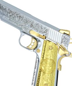Alternative view of Colt 1911 Competition, .45 ACP, Italian Renaissance, High Polished White Chrome, 24K Gold Plated Accents and Grips