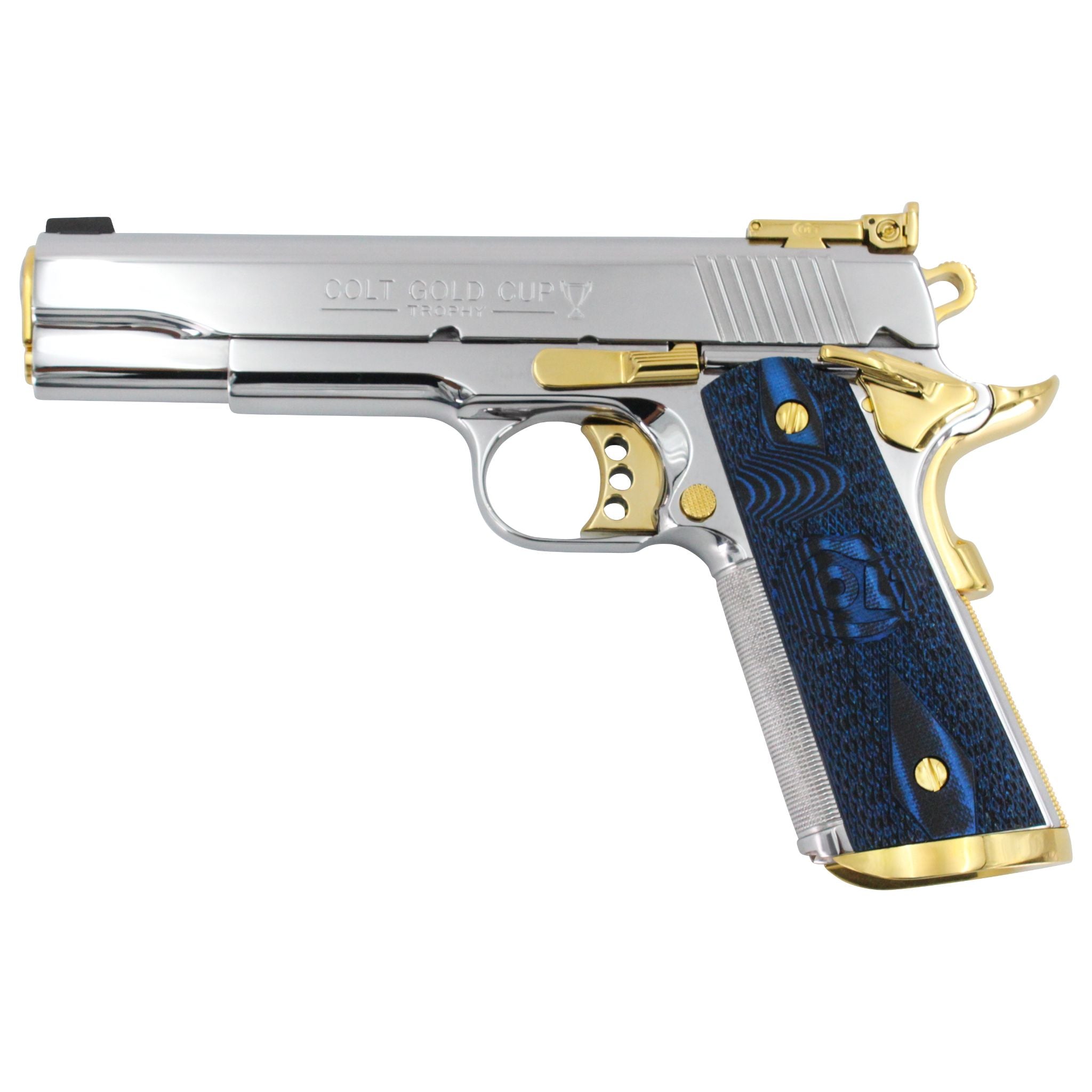 Colt Gold Cup Trophy .38 Super, Mirror Polish Stainless Steel & 24K Gold
