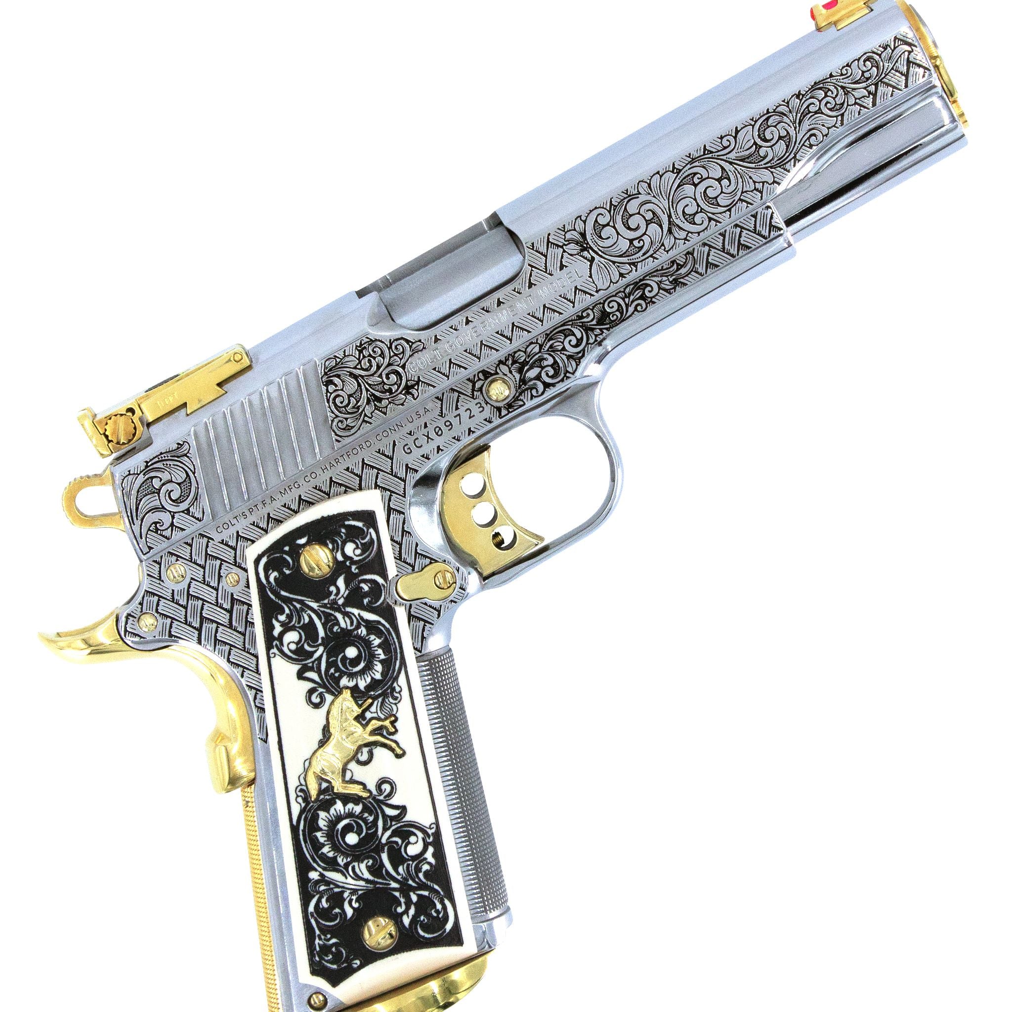 Colt 1911, 45ACP, Gold Cup Trophy, Woven Scroll, Stainless Steel & 24K Gold Accents - Image 5