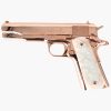 Colt 1911 Government, 45ACP, 18 karat Rose Gold Plated, Hogue White Pearlized Grips