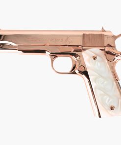 Colt 1911 Government, 45ACP, 18 karat Rose Gold Plated, Hogue White Pearlized Grips