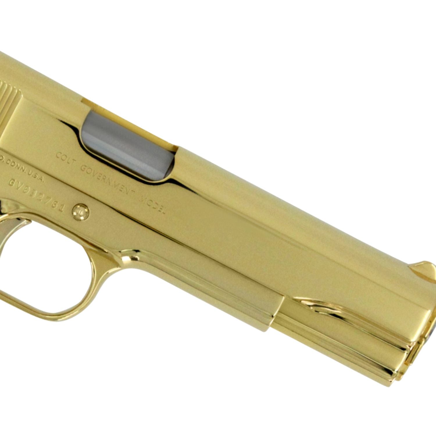 Colt 1911 Government, 45ACP, 24K All Gold Plated, Hogue White Pearlized Grips - Image 4
