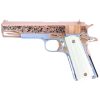Colt 1911 Government, 38 Super, Dia De Los Muertos Design, 18K Rose Gold Slide & Accents, Chrome Finish Frame