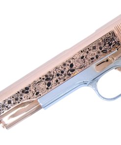 Alternative view of Colt 1911 Government, 45ACP, Dia De Los Muertos, 18K Rose Gold Slide, Chrome Finish Frame