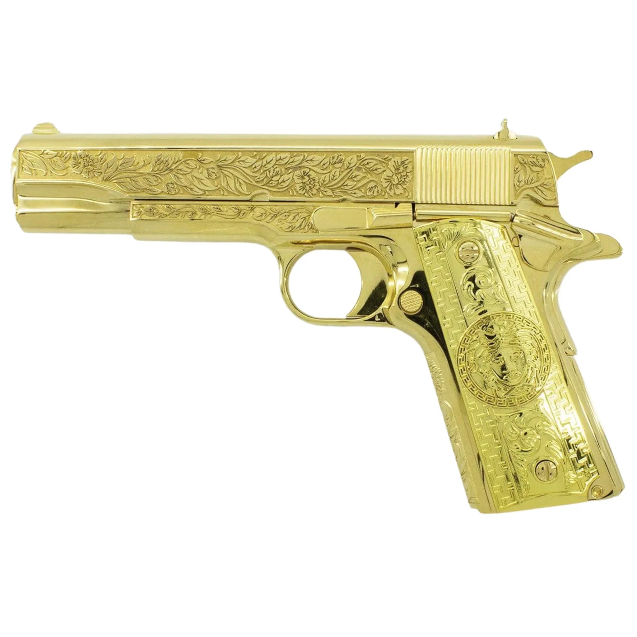 Colt 1911 Government, 38 Super, Italian Renaissance Design, 24K All Gold Plated