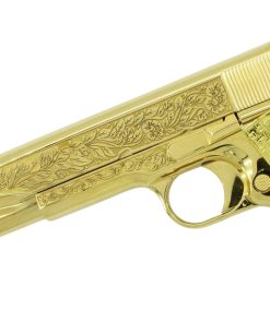 Alternative view of Colt 1911 Government, 38 Super, Italian Renaissance Design, 24K All Gold Plated