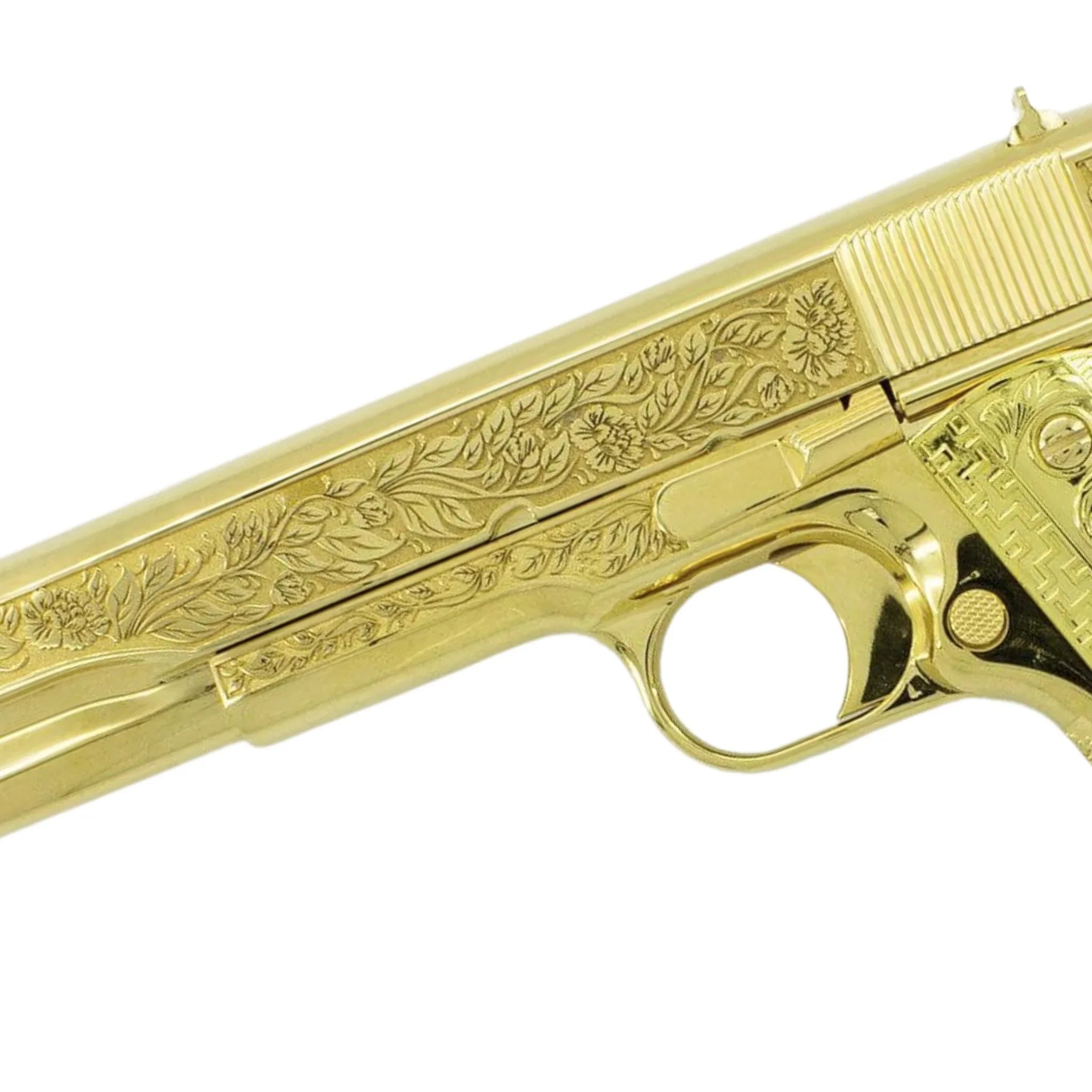 Colt 1911 Government, 38 Super, Italian Renaissance Design, 24K All Gold Plated - Image 2