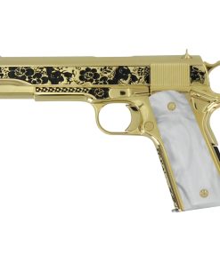 Colt 1911 Government, 45ACP, Memento Vivere, 24K All Gold Plated, Pearlized Polymer Grips