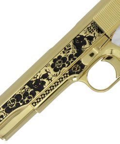 Alternative view of Colt 1911 Government, 45ACP, Memento Vivere, 24K All Gold Plated, Pearlized Polymer Grips