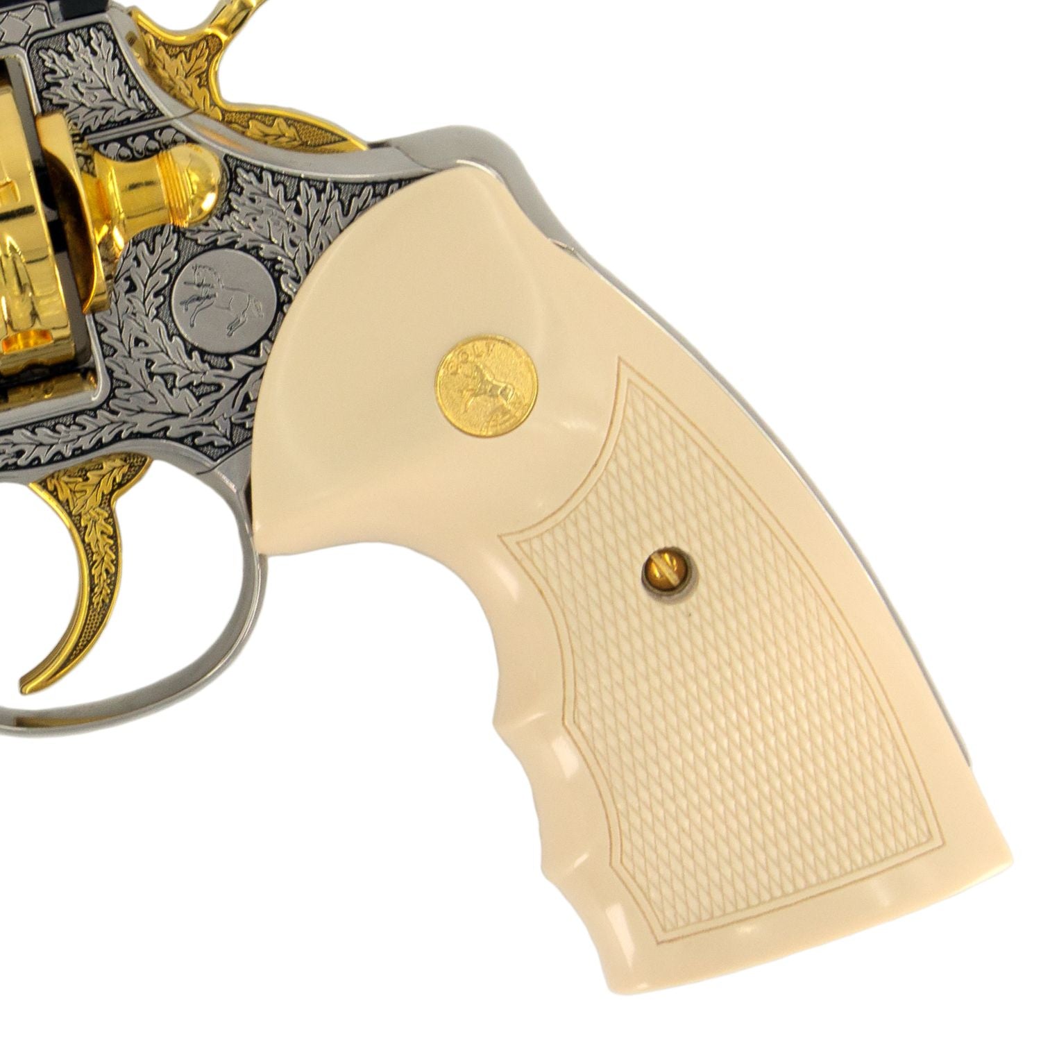 Colt Python, 4", .357 Magnum, 24 karat Gold Engraved High Polished Stainless Steel California Compliant - Image 2