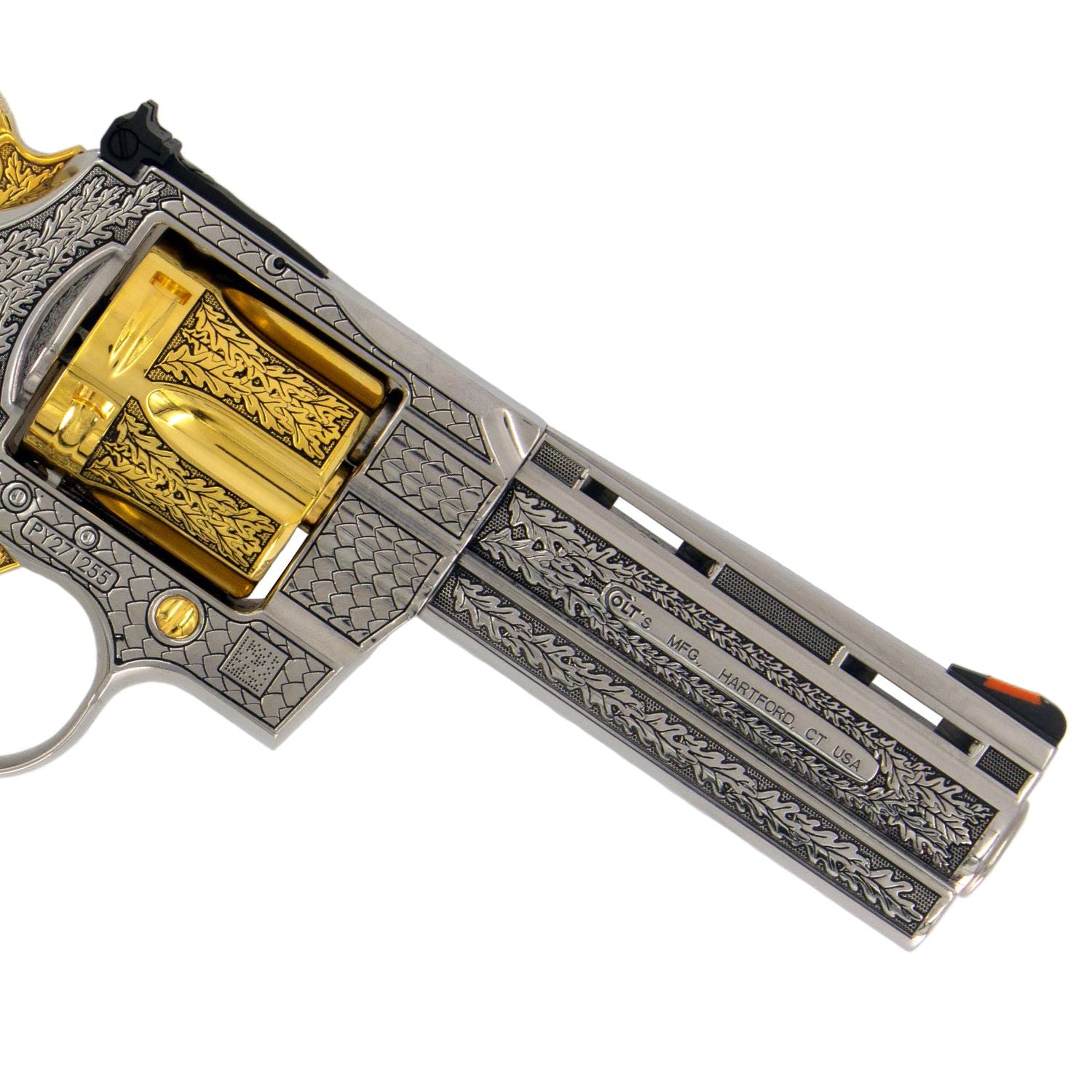 Colt Python, 4", .357 Magnum, 24 karat Gold Engraved High Polished Stainless Steel California Compliant - Image 4