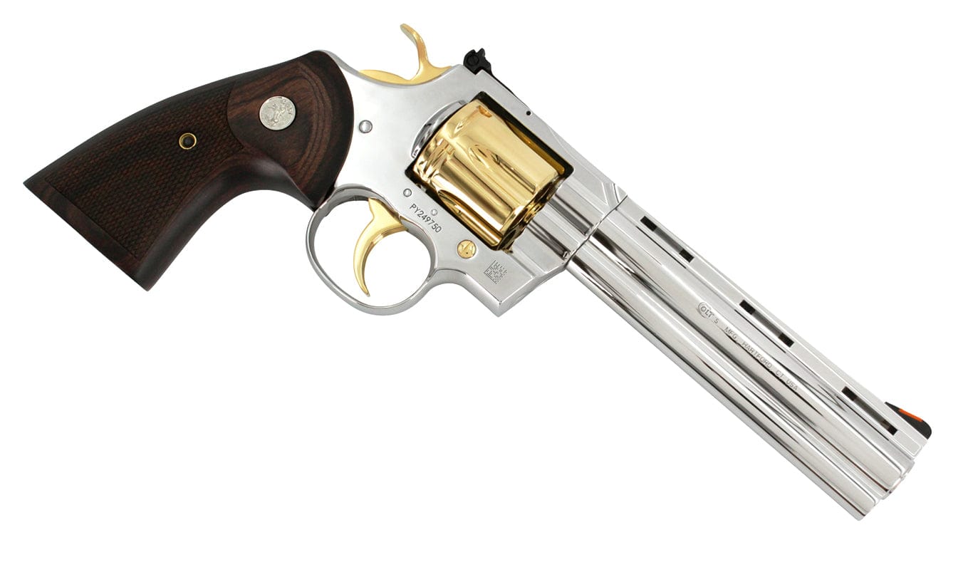 Colt Python, 6", .357 Magnum, High Polished Stainless Steel & 24kt Gold Plated Accents - Image 4