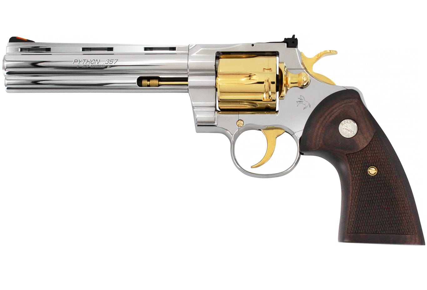 Colt Python, 6", .357 Magnum, High Polished Stainless Steel & 24kt Gold Plated Accents