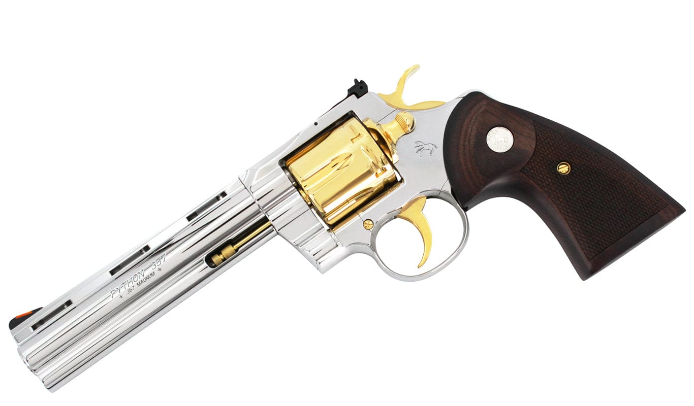 Colt Python, 6", .357 Magnum, High Polished Stainless Steel & 24kt Gold Plated Accents - Image 3