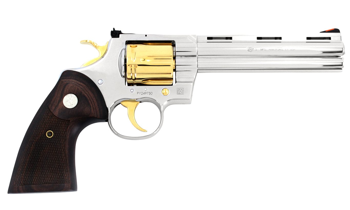 Colt Python, 6", .357 Magnum, High Polished Stainless Steel & 24kt Gold Plated Accents - Image 2