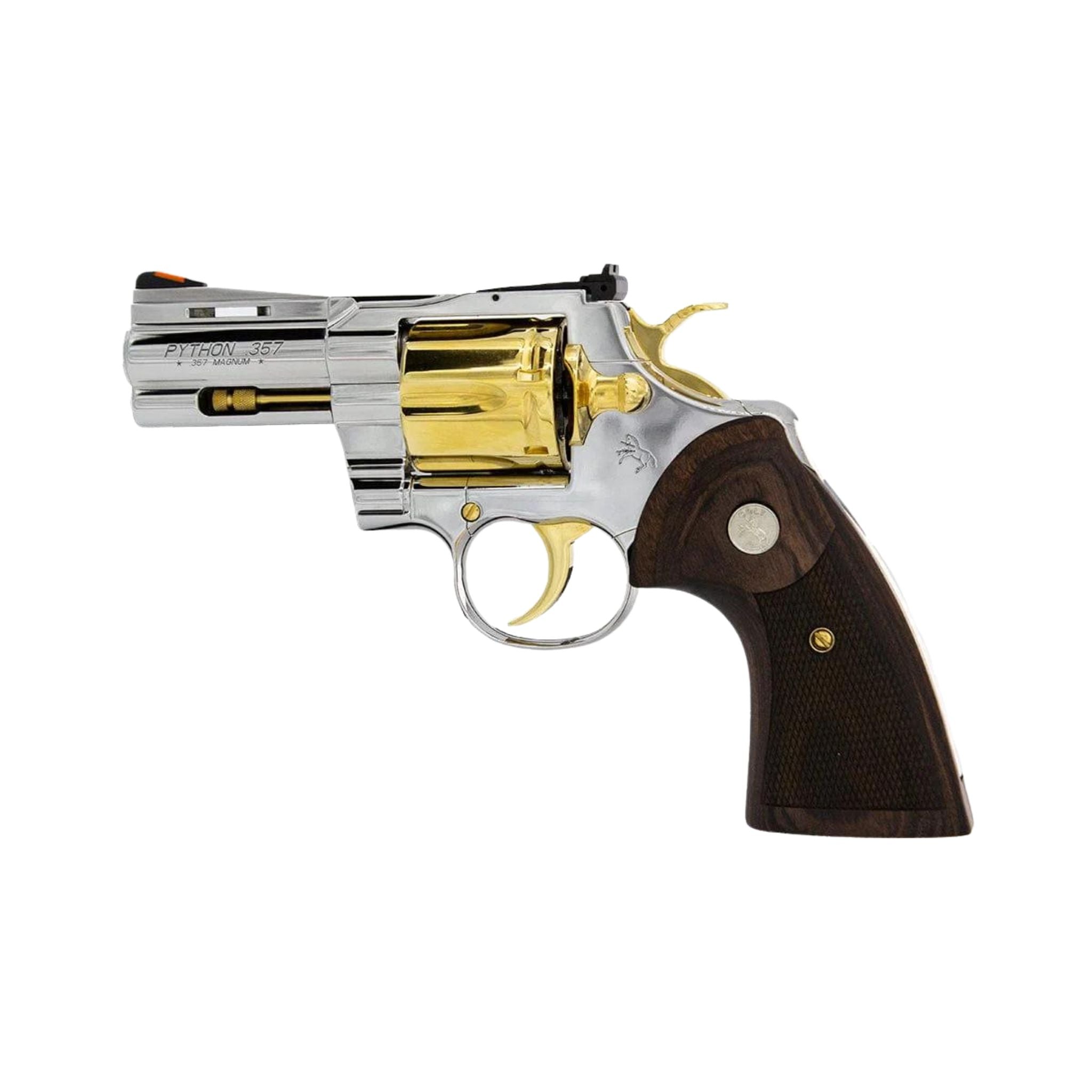 Colt Python, 3" .357 Magnum/38 Special, High Polished Stainless Steel with 24 karat Gold Accents