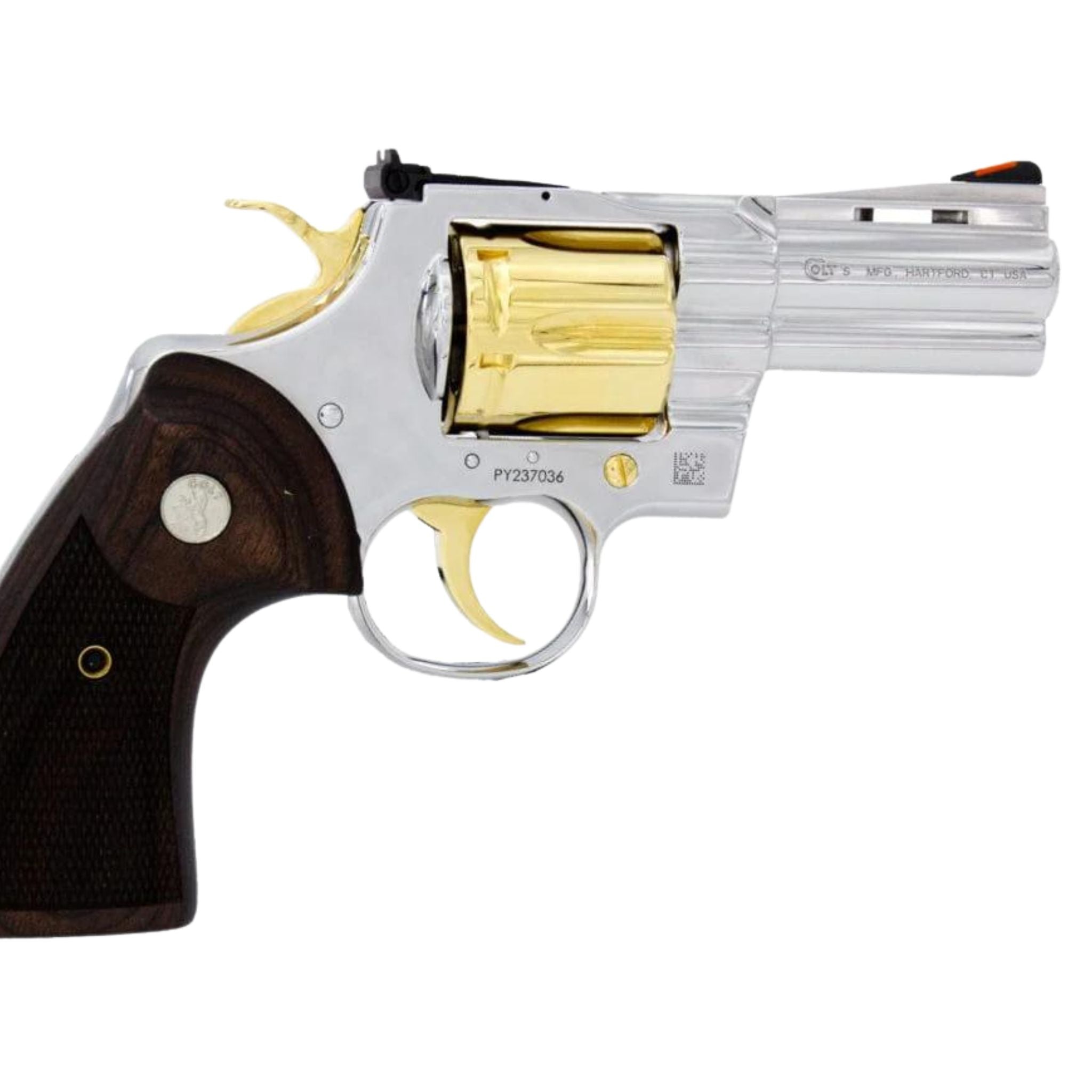 Colt Python, 3" .357 Magnum/38 Special, High Polished Stainless Steel with 24 karat Gold Accents - Image 4