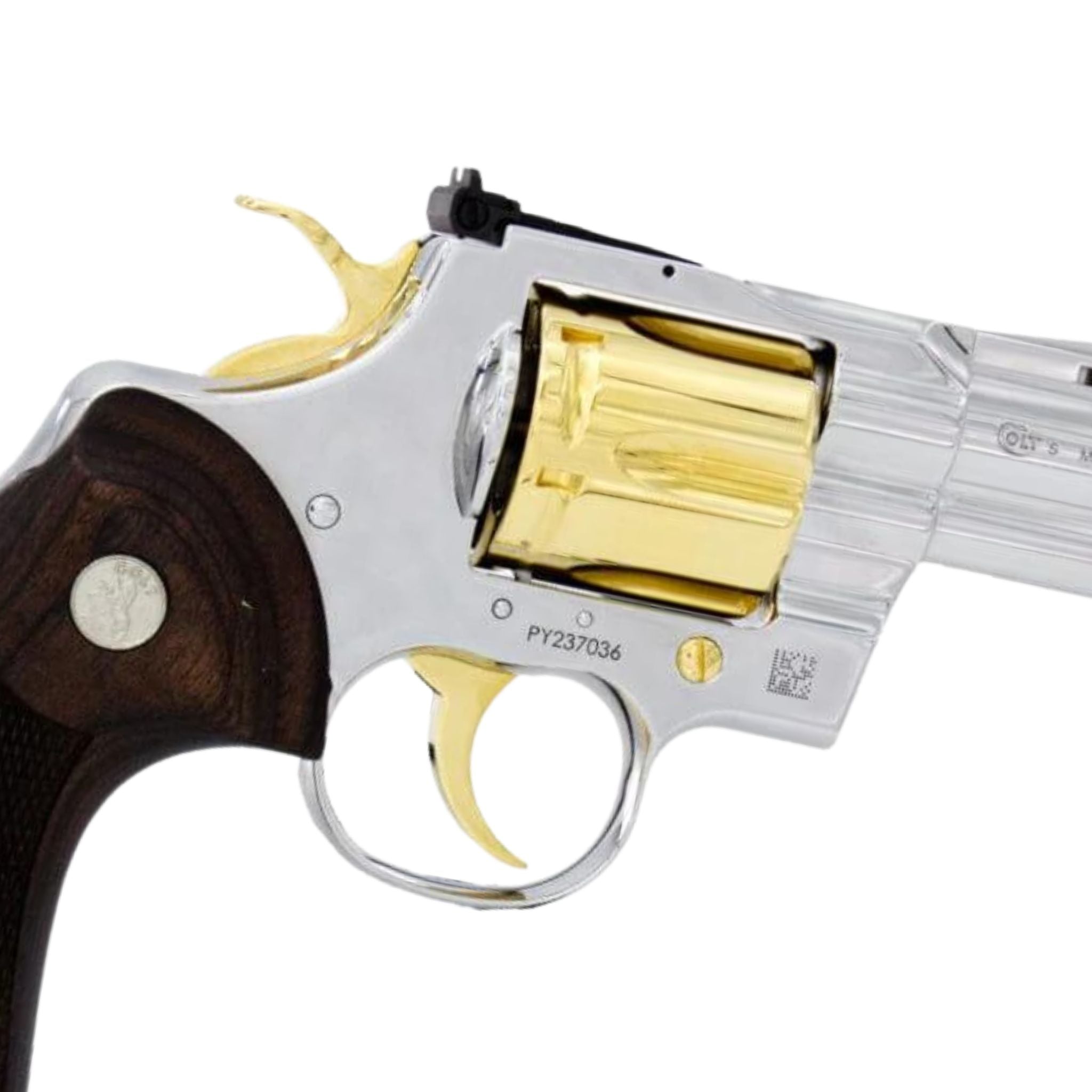 Colt Python, 3" .357 Magnum/38 Special, High Polished Stainless Steel with 24 karat Gold Accents - Image 5
