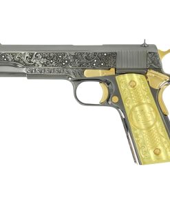 Colt 1911 Government, 45ACP, Vine & Berries Design Black Chrome With 24K Accents & Diamonds, 24kt Gold Accents