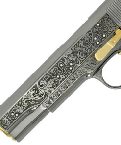Alternative view of Colt 1911 Government, 45ACP, Vine & Berries Design Black Chrome With 24K Accents & Diamonds, 24kt Gold Accents