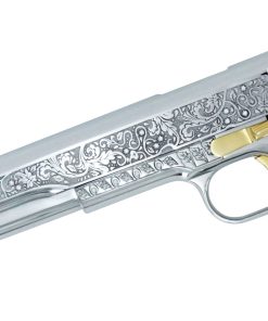 Alternative view of Colt 1911 Government, 45ACP, Vine & Berries Design White Chrome With 24K Gold Plated Accents & Diamonds